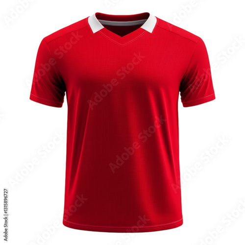 Vibrant Red Short Sleeve Sports Jersey Design Isolated on transparent background