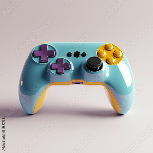 Obraz na płótnie Colorful Gaming Controller with Modern Design, Featuring Vibrant Buttons and Joystick w salonie
