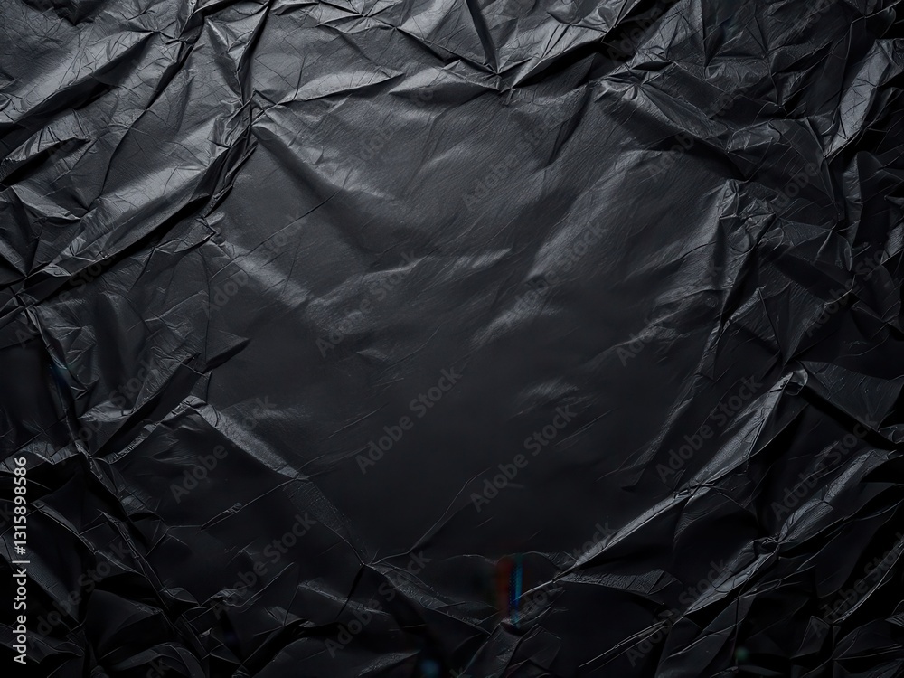 a deep black crinkled surface, creating a rich texture characterized by folds and shadows. The glossy finish enhances the dramatic effect, making it suitable for a variety of artistic and design appl a deep black crinkled surface, creating a rich texture characterized by folds and shadows. The glossy finish enhances the dramatic effect, making it suitable for a variety of artistic and design appl