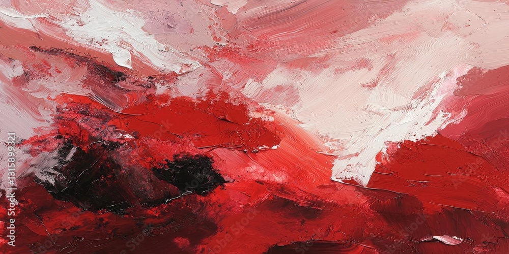 Abstract Red, White, and Black Painting: A Study in Texture and Color Abstract Red, White, and Black Painting: A Study in Texture and Color