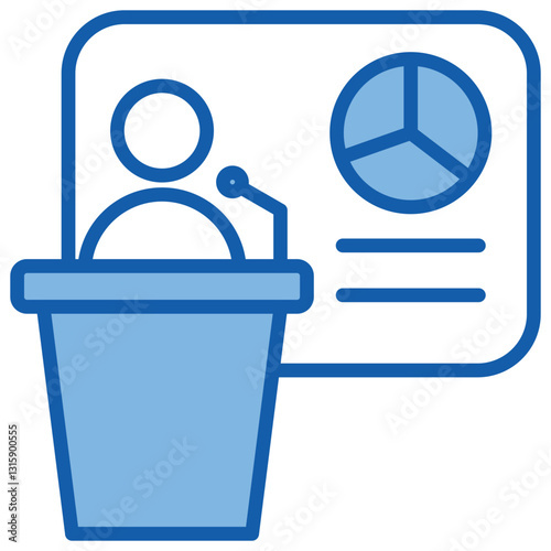 Public Speaking Blue White Icon