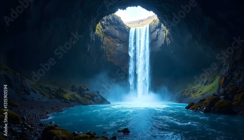 waterfall in the cave