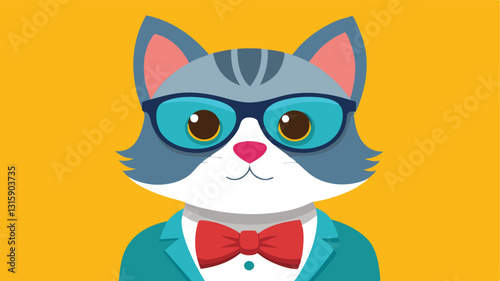 Funny cat wearing sunglasses and a bowtie