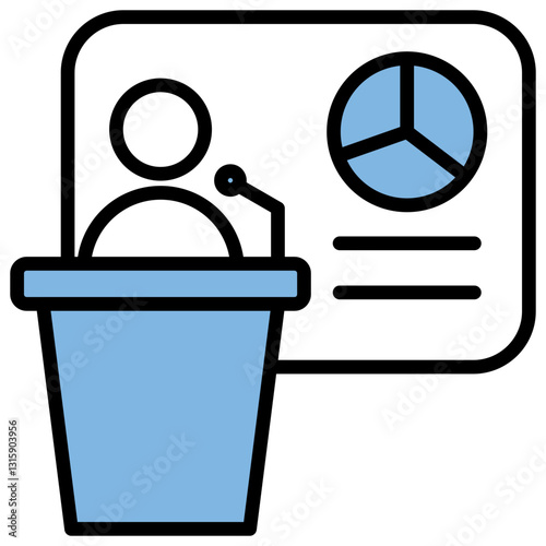 Public Speaking Blue Black Icon