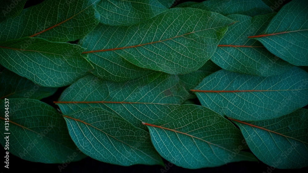 Obraz premium Lush Green Leaves Detailed Texture Nature Closeup Botanical Background Plant Photograp