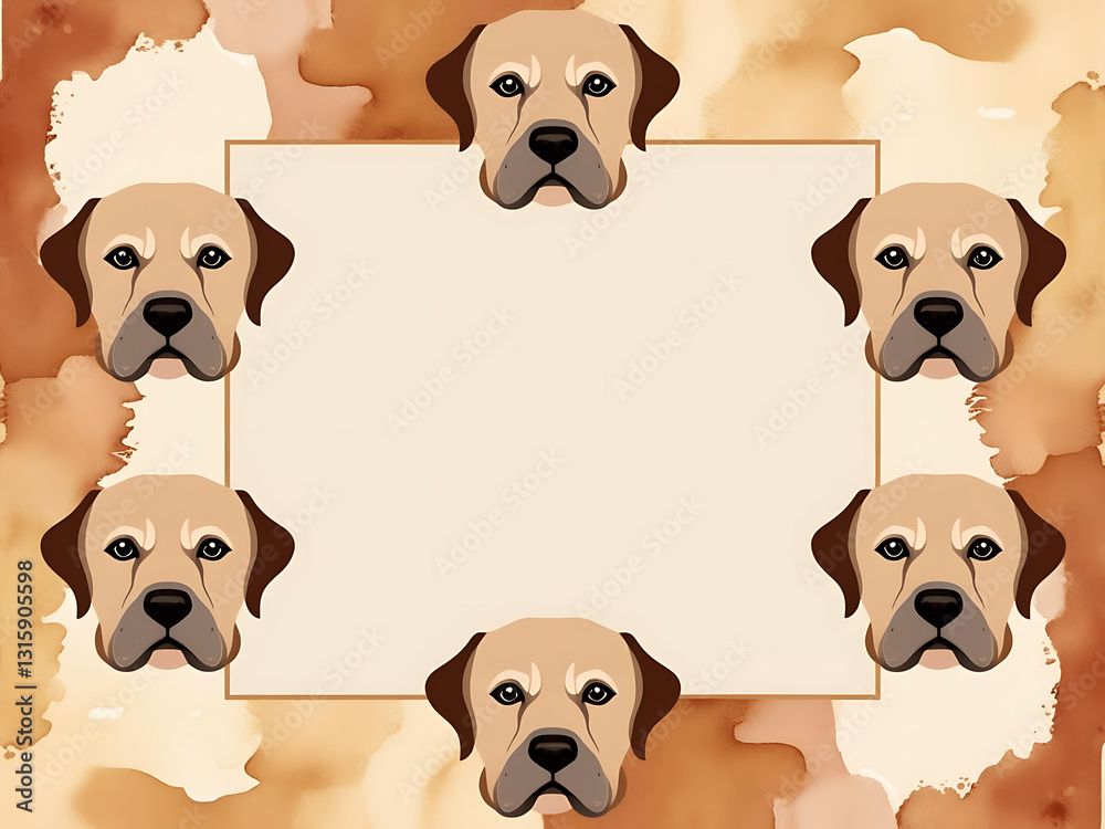 Obraz premium Creative dog-themed border design home decor digital art warm tones front view border for dogs