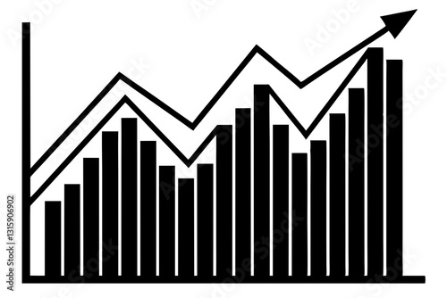 Stock market chart minimalist silhouette vector design.