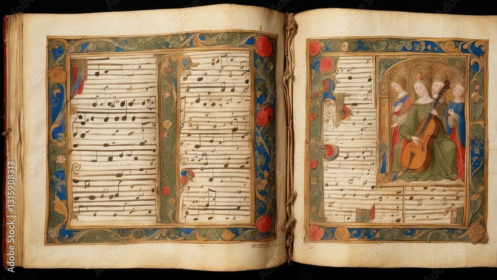 Naklejka premium 1. Illuminated Manuscript Calligraphy from the Medieval Era in Stari Grad