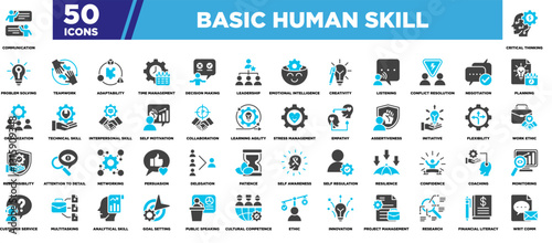 Basic Human Skill Iconset Glyph Blue Grey