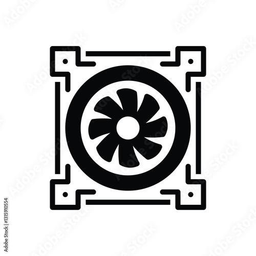 Black solid icon for system fan