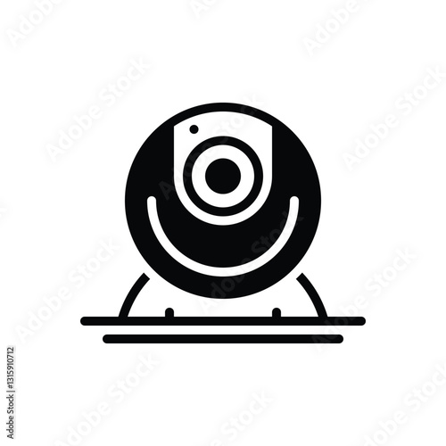 Black solid icon for webcam