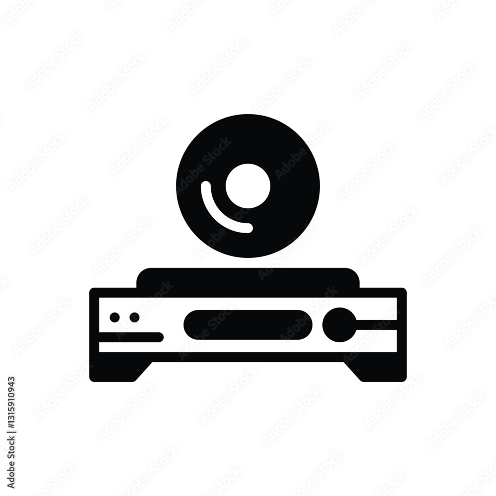 Obraz premium Black solid icon for cd player