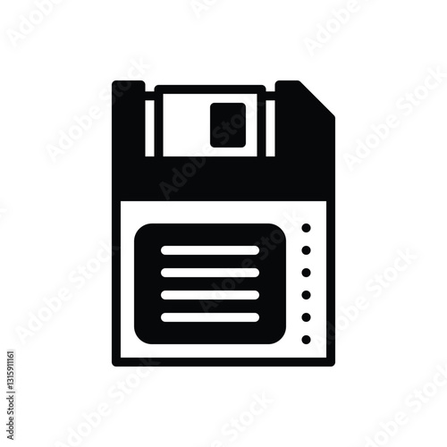 Black solid icon for floppy