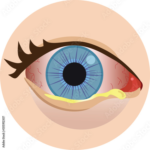 right eye conjunctivitis vetor art