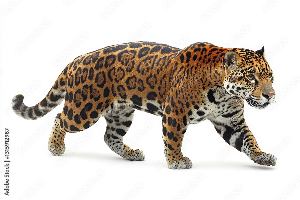 Obraz premium Stealthy Jaguar Prowling in Isolated Environment