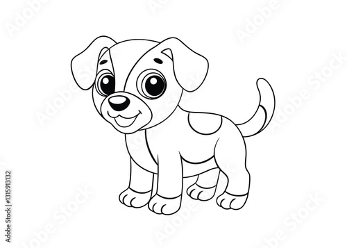 Adorable cartoon puppy coloring page illustration