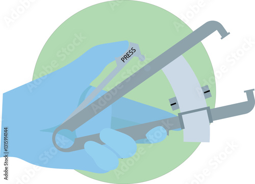 hand holding caliper for fat measurement