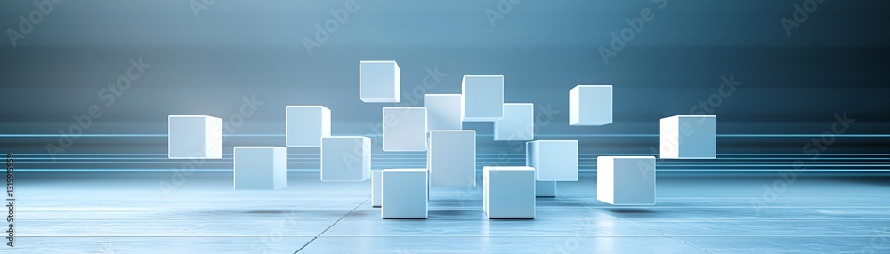 Abstract floating cubes 3D podium, geometric composition, surreal depth, soft glowing lights, futuristic aesthetic, clean modern design, high-end visual quality, photorealistic details, no watermark, Abstract floating cubes 3D podium, geometric composition, surreal depth, soft glowing lights, futuristic aesthetic, clean modern design, high-end visual quality, photorealistic details, no watermark,