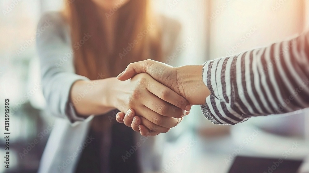 Fototapeta premium Businesswoman and Client Engaging in a Professional Handshake