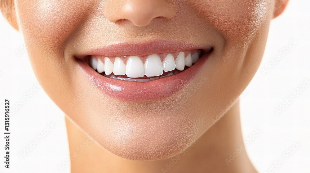 Obraz premium Close-Up of a Woman's Face with Clear Skin and a Radiant Smile