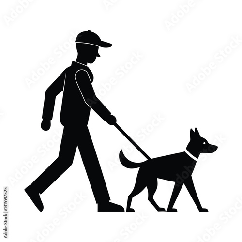 man walking with dog icon of silhouette vector illustration 