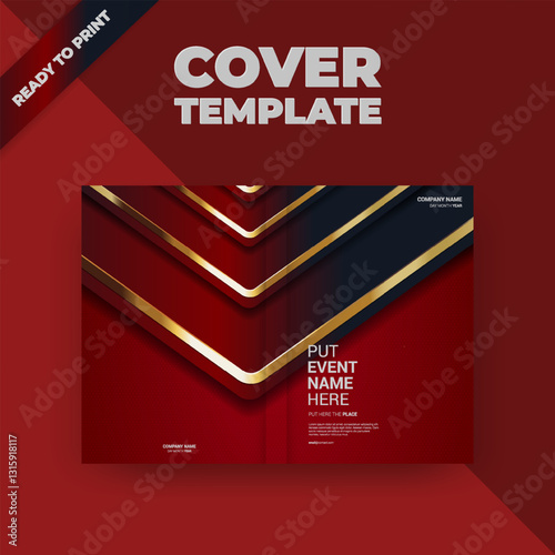 Red gold event cover template design, ready to print
