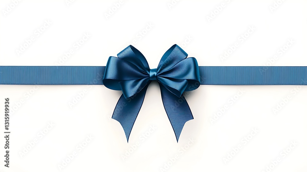 Elegant Teal Ribbon Bow: A Detailed Digital Illustration AI Generated