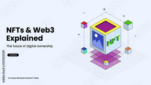 NFTs and Web3 Explained – Simplifying Digital Assets and the Future of the Internet with Icons, Tokens, and Decentralized Networks | Technology and Innovation Vector Design