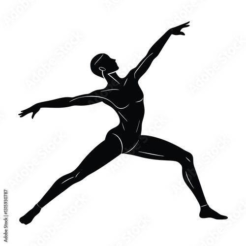 Contemporary Dancer in a Wide Lunge with Reaching Arms Silhouette