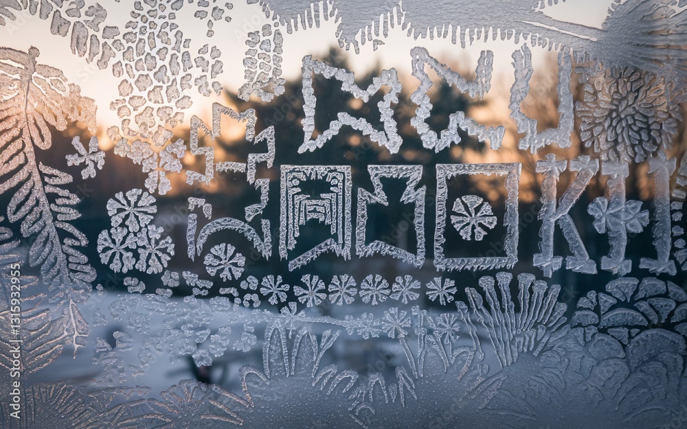 January blues, Frozen window design, winter patterns January blues, Frozen window design, winter patterns