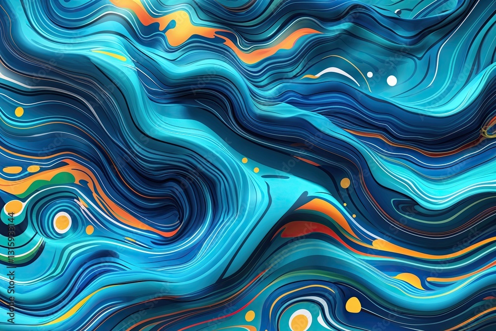 Fototapeta premium Playful Cyan Ripple Background Design with Vibrant Patterns and Lively Motion