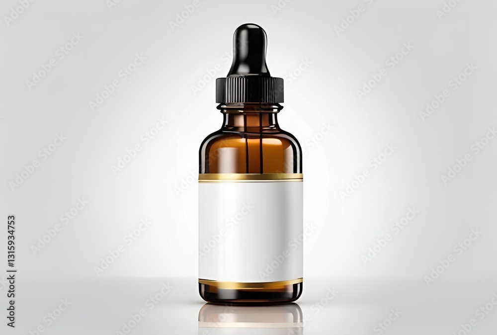 Naklejka premium Amber Glass Dropper Bottle Mockup with Blank Label