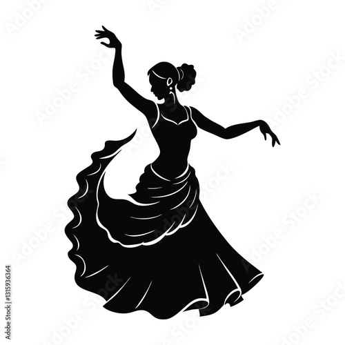 Flamenco Dancer Snapping Fingers in a Rhythmic Movement Silhouette Art