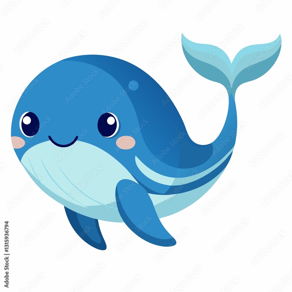 Fototapeta premium A whale illustration on white background.