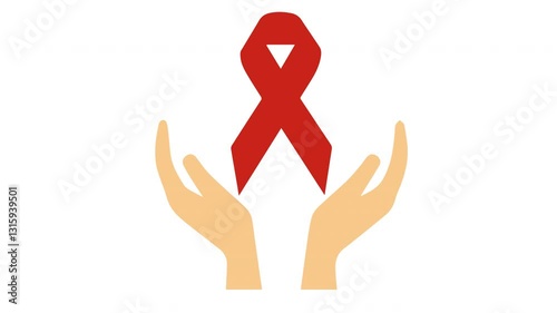 Aids awareness red ribbon for World Aids Day. transparent animation