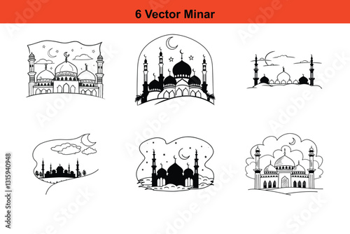 Mosque Silhouettes, Islamic Mosque Silhouette Vector Pack