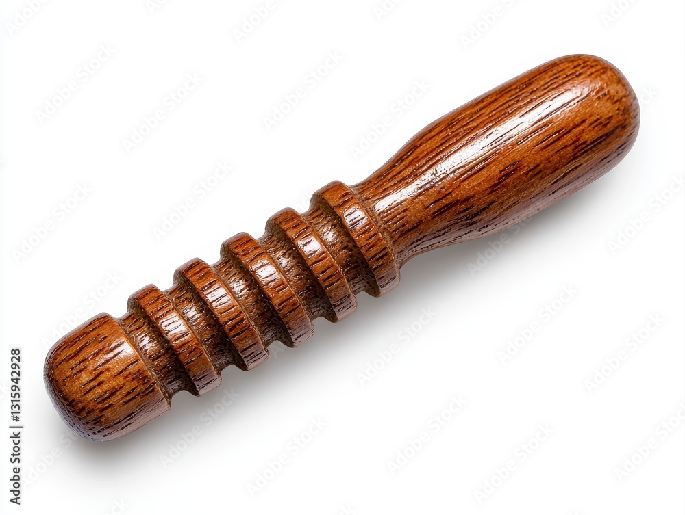 Ornate wooden gavette isolated on a bright white background highlighting the natural wood finish and unique design features Ornate wooden gavette isolated on a bright white background highlighting the natural wood finish and unique design features
