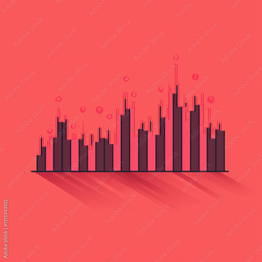 Obraz premium Urban cityscape bathed in long shadows at dusk with an atmosphere of anticipation for pre-market stock movements