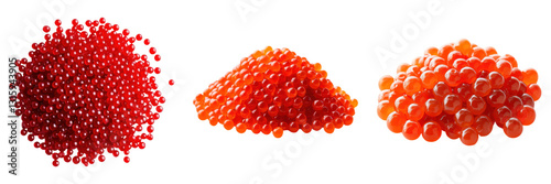 Red caviar beads isolated on transparency background