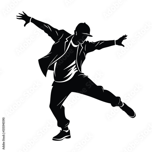 Hip-Hop Dancer in a Stylish Urban Pose Silhouette Art