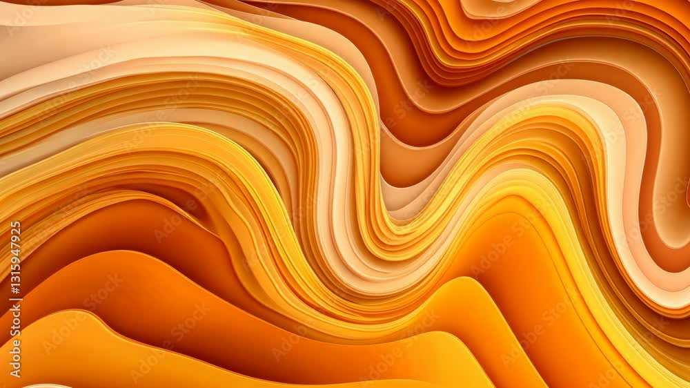 Orange and yellow abstract waves create a warm, inviting atmosphere in a textured design