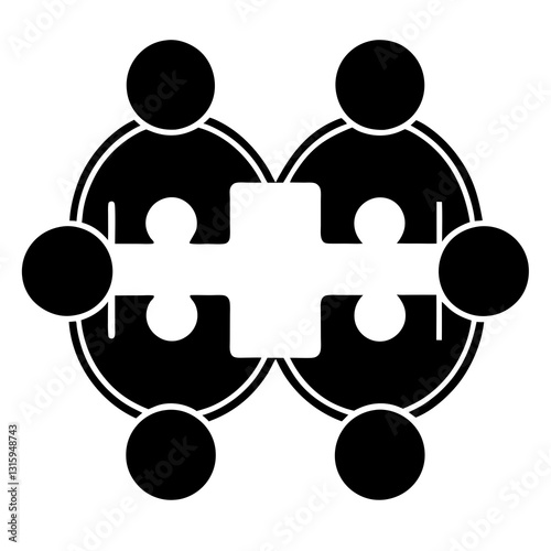 society, teamwork, cooperation. Silhouette icon collection Vector art illustration. business people team