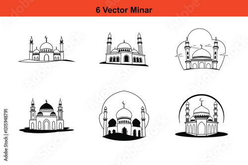 Mosque Silhouettes, Islamic Mosque Silhouette Vector Pack