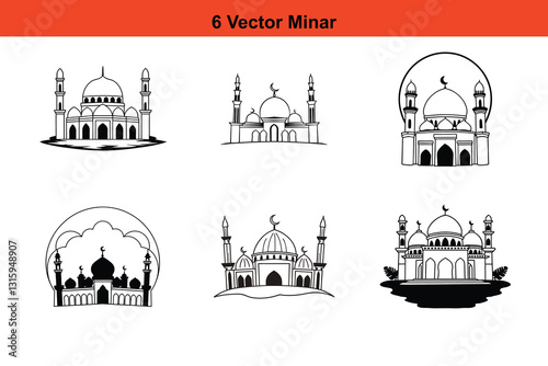 Mosque Silhouettes, Islamic Mosque Silhouette Vector Pack