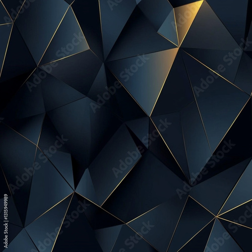 Modern abstract background with black, silver, and dark blue metallic geometric design, Generative AI