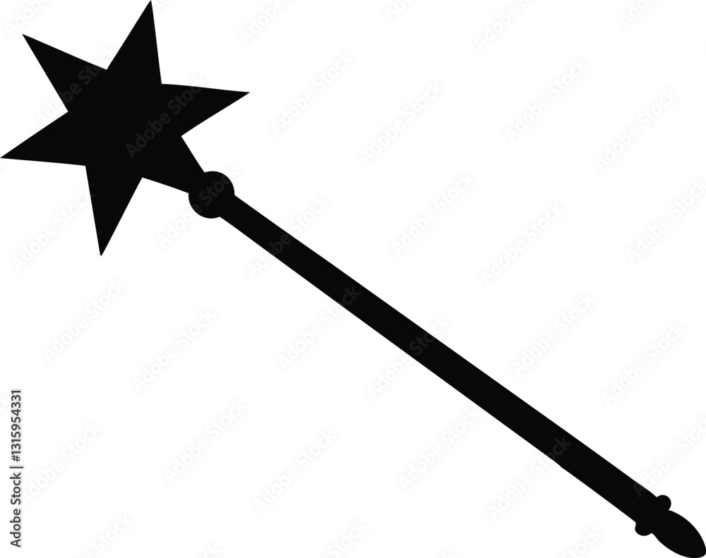 Magical Magic Wand Vector Art, magic wand black silhouette illustration Magical Magic Wand Vector Art, magic wand black silhouette illustration