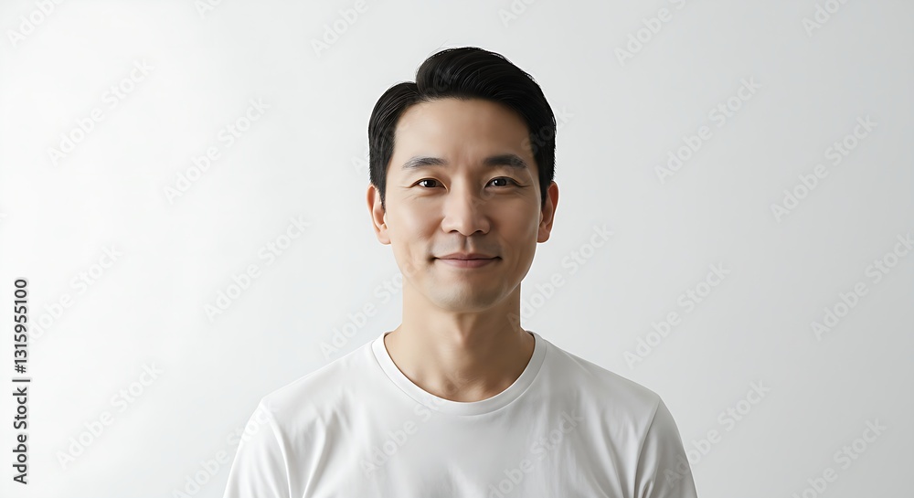 Minimalist mockup of a father holding his baby, smiling gently in a pure white setting Minimalist mockup of a father holding his baby, smiling gently in a pure white setting