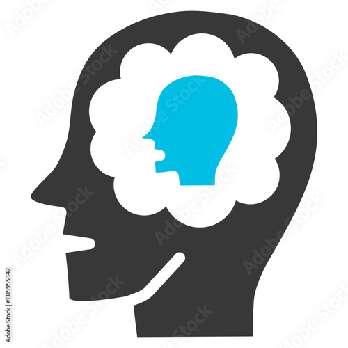 Self Reflection Glyph Blue Grey Icon