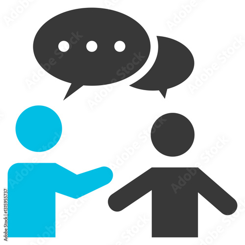 Verbal Communication Glyph Blue Grey Icon