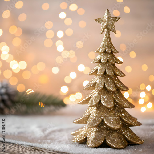 Background with glittery christman tree with soft lightening 